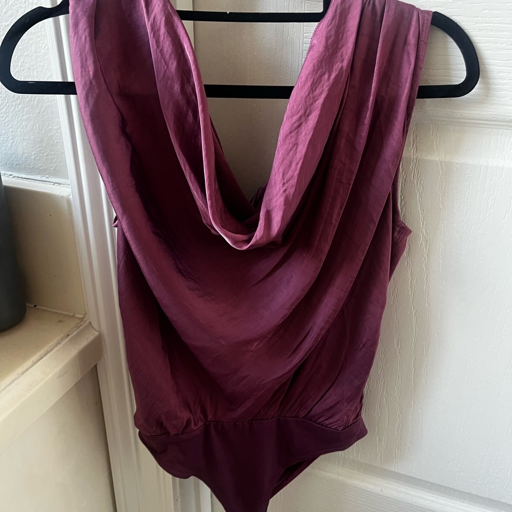 Sleek Satin Cowl Neck Top in Mauve - Picture 2 of 5